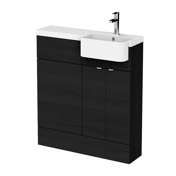 Hudson Reed Fusion 1000mm Combination Unit & Right Hand Semi Recessed Basin 1005 x 904mm Charcoal Black (CBI645)