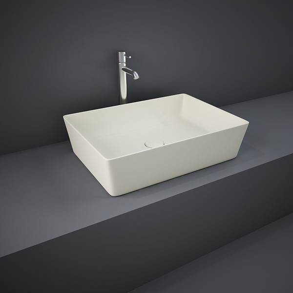 RAK Feeling 50cm Rectangular Counter Top Wash Basin 165mm H × 365mm W × 510mm D – Matt GRIEGE – No Tap Holes – Rectangular