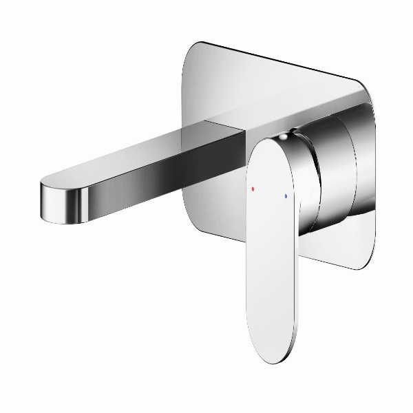 Nuie Binsey Wall Mounted 2 Tap Hole Basin Mixer With Plate - Chrome Contemporary