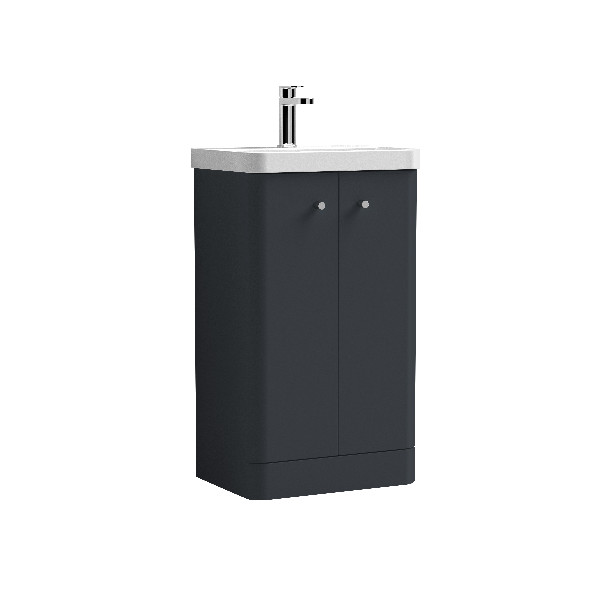 Nuie Core Floor Standing 2 Door Unit and Basin 500Mm x 500Mm - Soft Black Contemporary